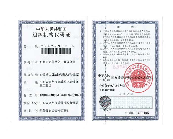惠华昌-组织机构代码证-正本